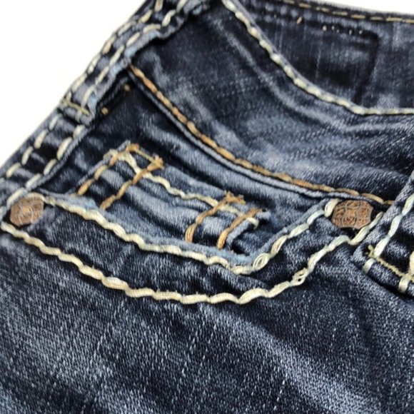 VINTAGE SILVER MCKENZIE JEANS SLIMCUT 26x34 DECORATED FLAP POCKET !! 😎 - Picture 6 of 16